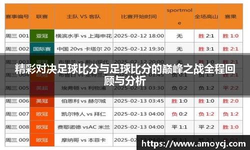 精彩对决足球比分与足球比分的巅峰之战全程回顾与分析